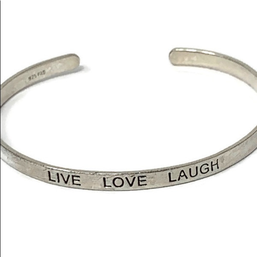 💕❤️LIVE LOVE LAUGH❤️💕Sterling 925 Cuff Bracelet